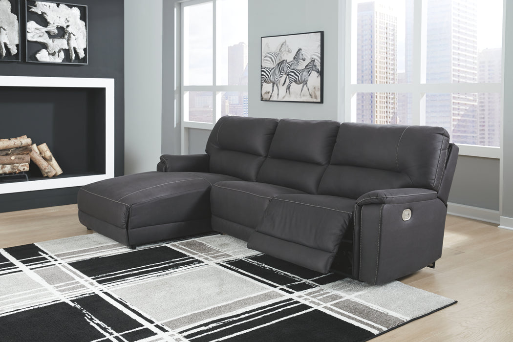 Henefer Signature Design by Ashley 3-Piece Power Reclining 3-Piece Reclining Sectional with Chaise