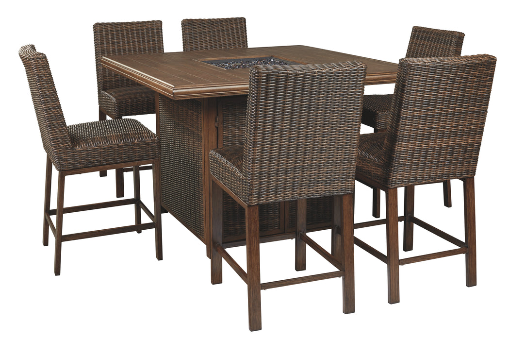 Paradise Trail Signature Design 7-Piece Outdoor Bar Table Set